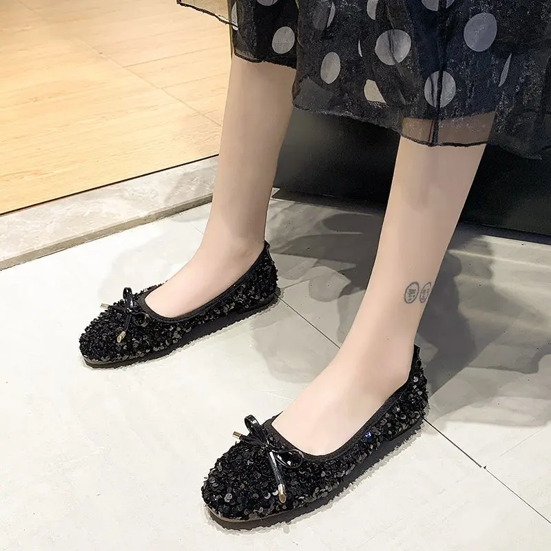 

Round Toe All-Match Korean Shoes Women's Moccasins Shallow Mouth Autumn Female Footwear Soft Casual Sneaker 2021 Fall Dress New