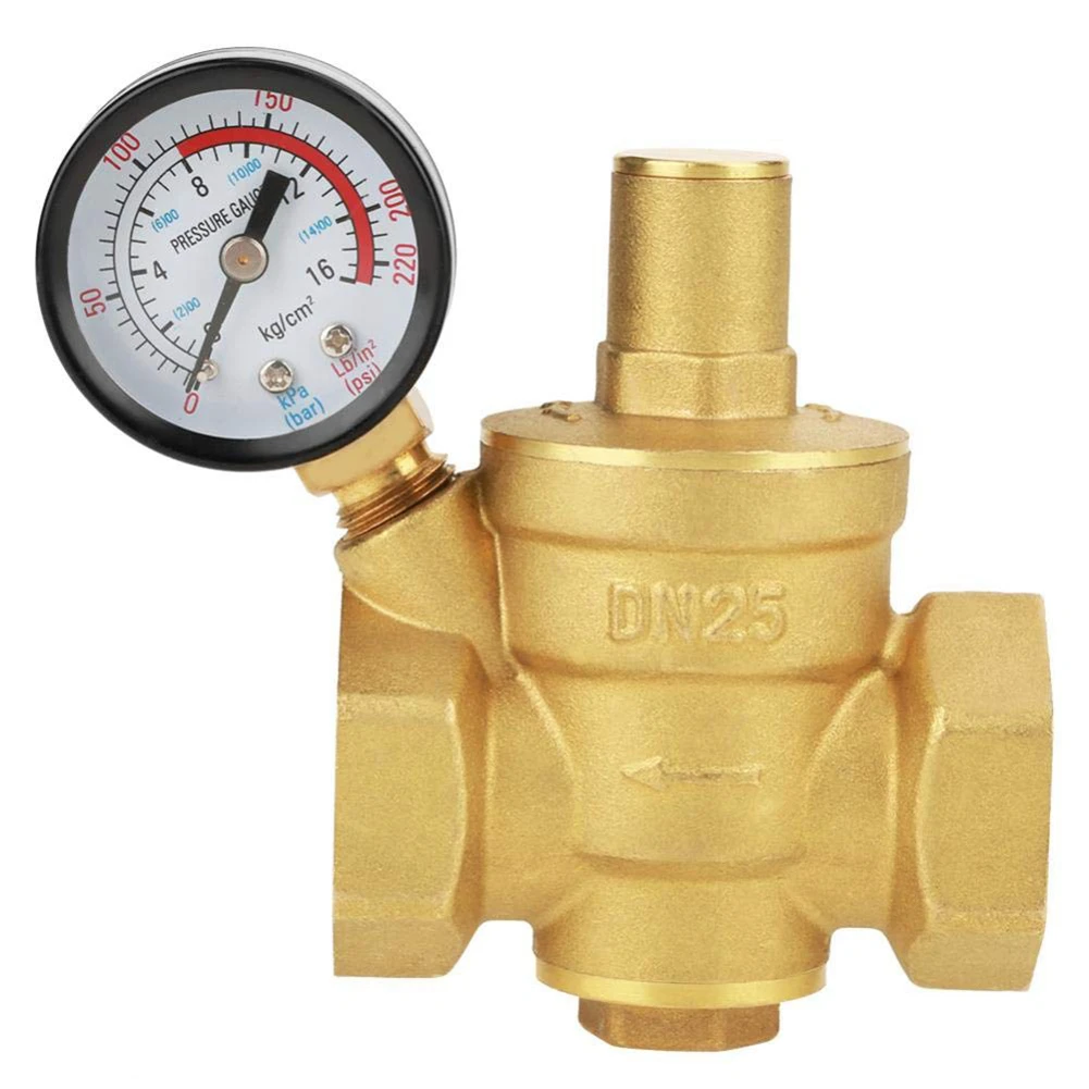 

Brass Water Pressure Reducing Valve Maintaining Valves Regulator Reducer Relief Valves With Gauge Meter 2.8x3.5inch Adjustable