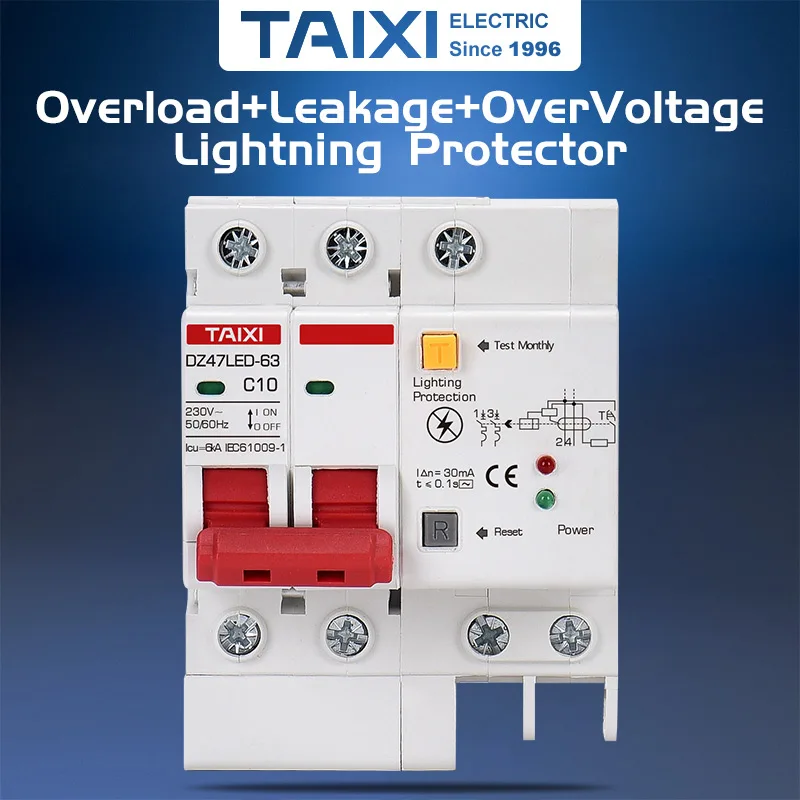 DZ47LE автоматический выключатель остаточного тока с защитой от перенапряжения RCBO