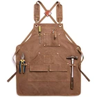 Фартук унисекс из вощеной ткани, с карманами для инструментов, регулируемые ремни для покраски по дереву