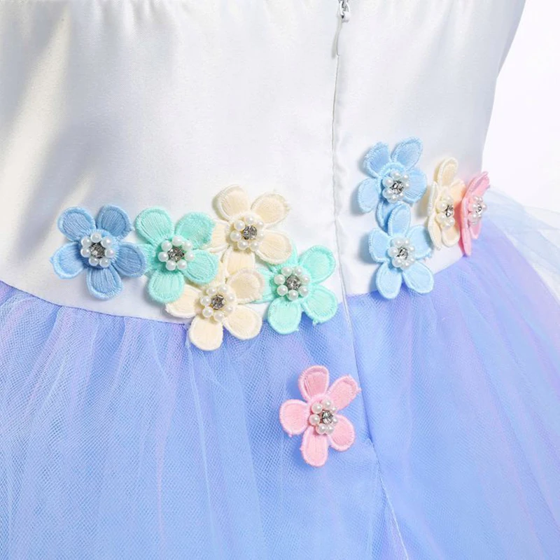 Платье для девочек с единорогом бальное платье детей Радужное официальное