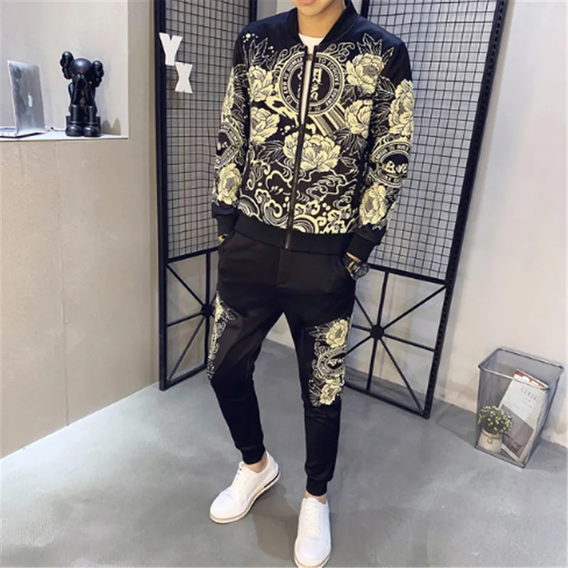 Мужской спортивный костюм из 2 х предметов кофта и штаны Азиатский Размер 5XL осень