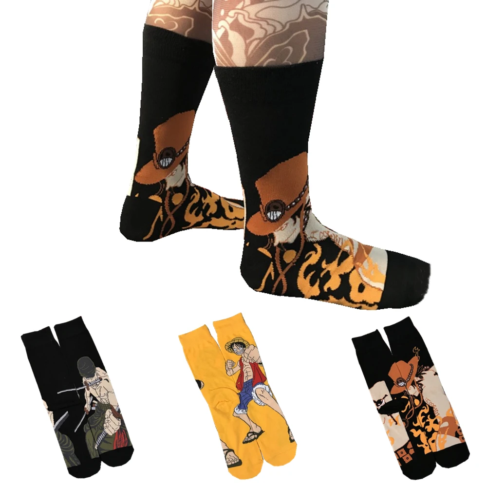 Мужские осенне зимние Мультяшные аниме хлопковые смешные носки Harajuku