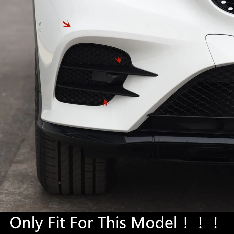 Online Serat Karbon Styling Warna Depan Belakang Bumper Kabut Lampu Grille Bilah Cover Air Pisau Stiker Untuk Mercedes Benz GLC X253 2015-19