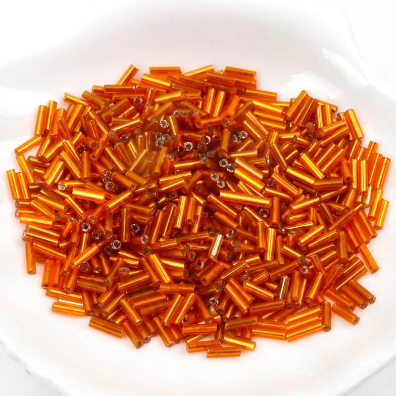 Бисер из прозрачного стекла 17 цветов 6х2 мм 300 шт. бисер с серебряной подкладкой