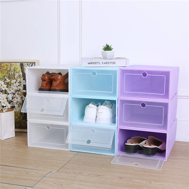 

Transparent Shoe Box Boys Sneaker Storage Boxes Thickened Dustproof Adult Shoes Organizer Superimposed Combination Shoe Cabinet