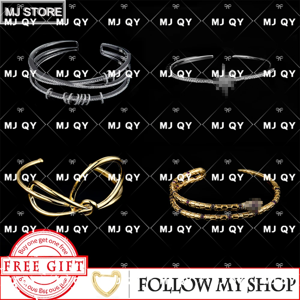 

S925 Sterling Silver Open Bracelet Gold Color Bow Knot Spirit Snake Design Fashion Luxury Brand Monaco Jewelry For Women Gifts