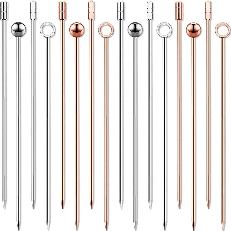 

16 Pieces Stainless Steel Cocktail Picks Fruits Toothpicks Appetizer Metal Toothpicks for Sandwiches, Barbeque Snacks, Cocktail