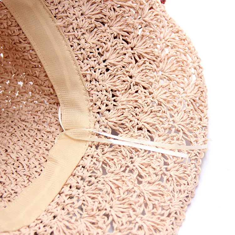 

INS Hat Women Artistic Crochet Bucket Hat Flower Strap Straw Hat Beach Sun Hat Summer Big Brim Sun Hat