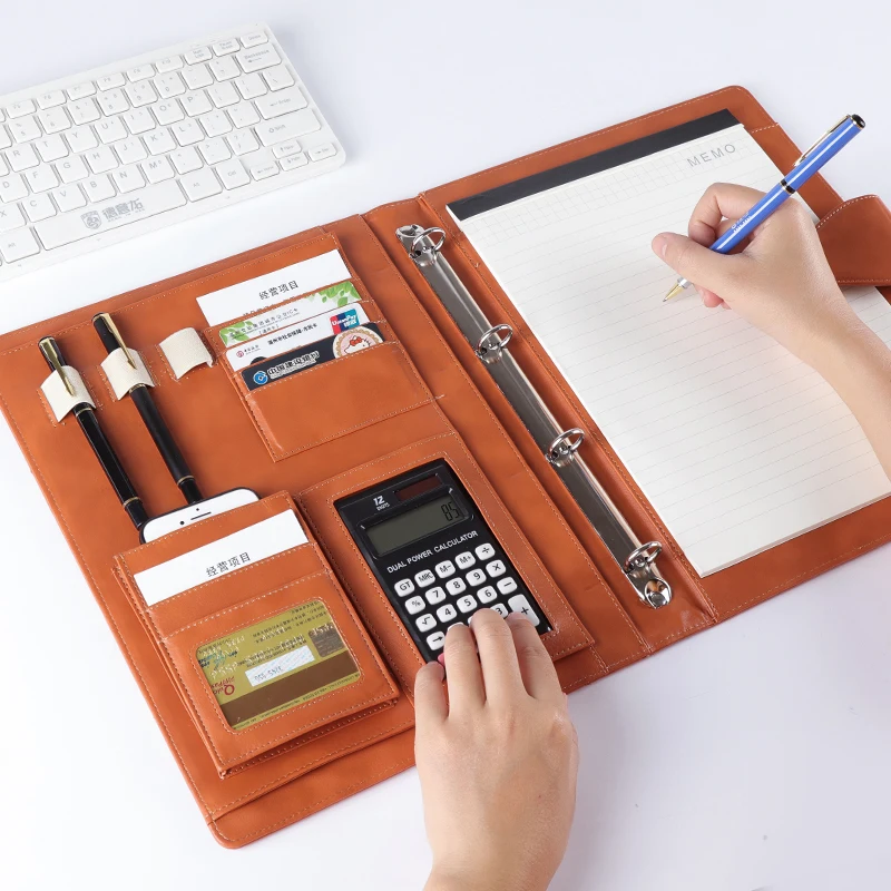 Деловой портфель Padfolio A4 кожаный Органайзер папка с 4 кольцами для документов