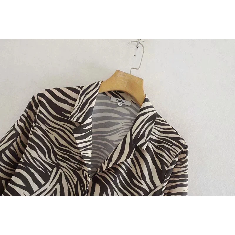 Модная блуза za осень 2019 новинка Зебра длинный рукав v образный вырез рубашка
