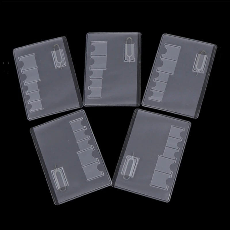 

5Pcs/Lot Easy Carry Clear PVC Protector Portable for Sim Memory Card Multifunctional Universal Sim Card Storage Case Box Bag