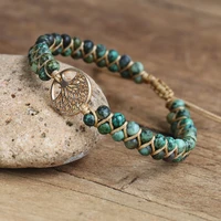 tree of life charm bracelets handmade diy jewelry african japser string braided bracelets boho yoga healing friendship bracelet