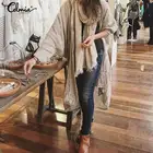 Блузка Celmia Женская с длинным рукавом, модная повседневная Свободная рубашка с асимметричным подолом, винтажный кардиган-кимоно, 7, осень 2021