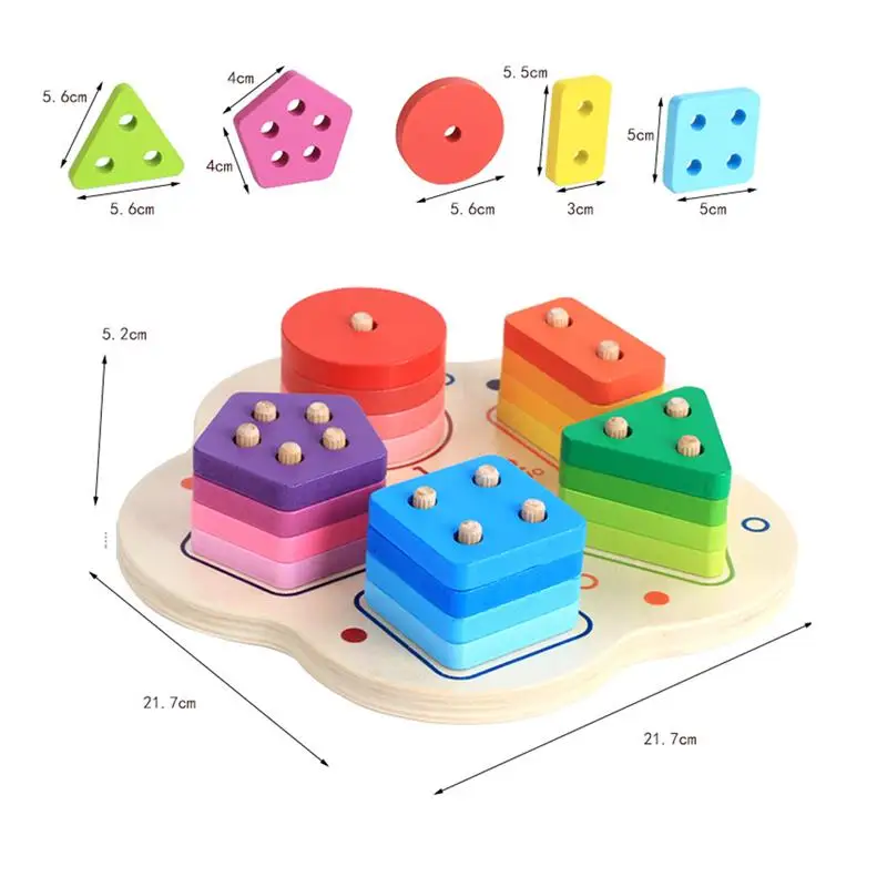 

Wooden Educational Toys Geometric Board Fraction Puzzle Blocks Sort Matching Toys for Kids Boy Girl Gift