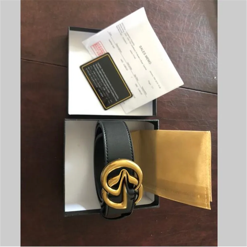 

2021G top Designer Mens And Womens Belts Gold Buckle + Black Belt Sizes 3.8-3.4-2.0cm BOX