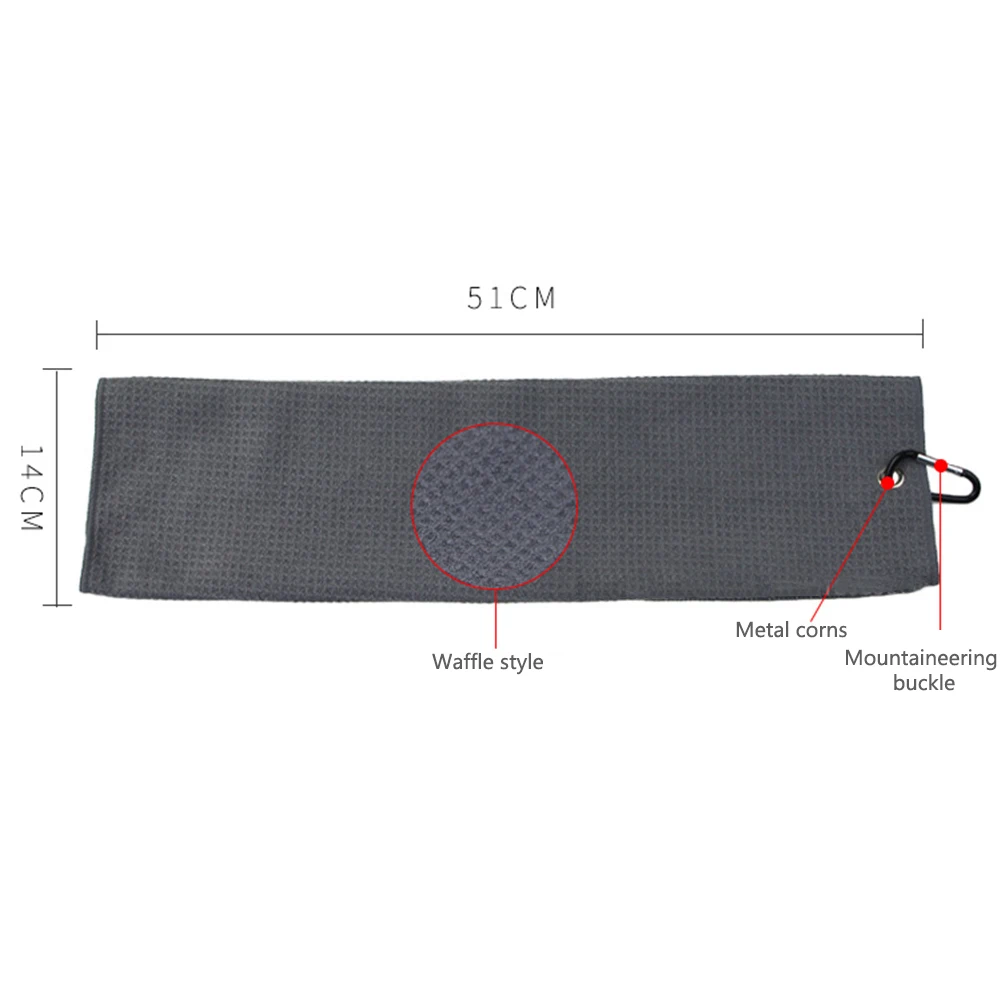 

Golf Towel Microfiber Fabric Waffle Pattern Carabiner Resistant Clip Accessories