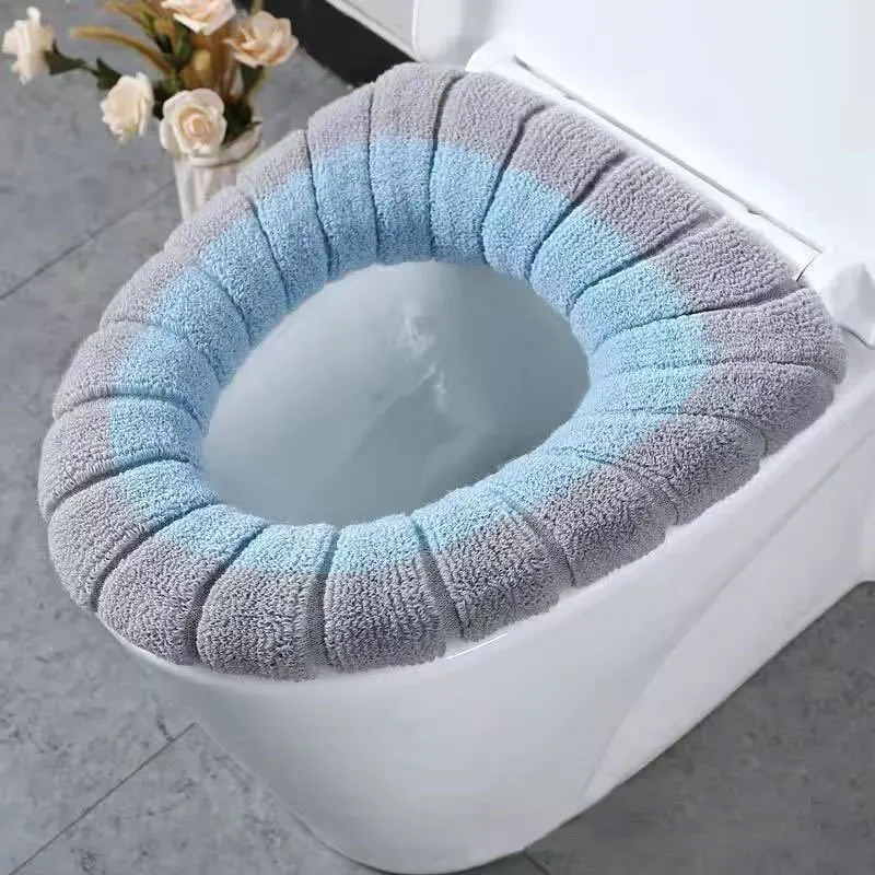 

Winter Warmer Toilet Seat Cover Mat Bathroom Toilet Pad Cushion with Handle Thicker Soft Washable Closestool Warmer Accessories