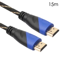 SOONHUA 15 Meters 49.2ft New Braided HDMI-compatible1.4 Cable Gold Plated Connection 1080P HD AV Cable