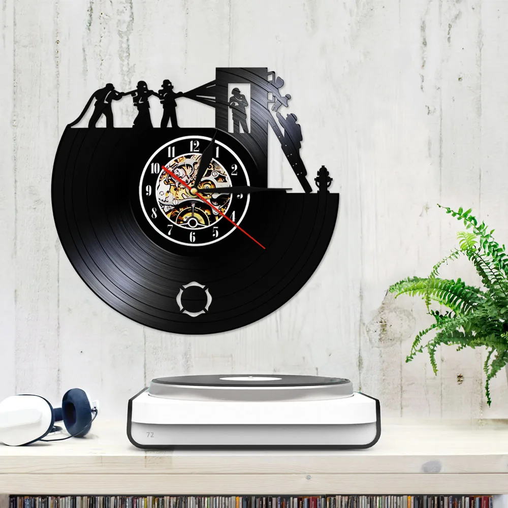 Настенные часы ручной работы с виниловой пластиной 3d-декор для пожарными