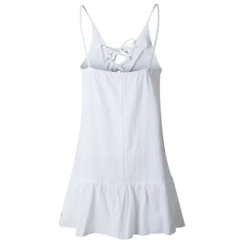 

Spring Sexy Bandage Dress Soild Ruffles Backless Casual Beach