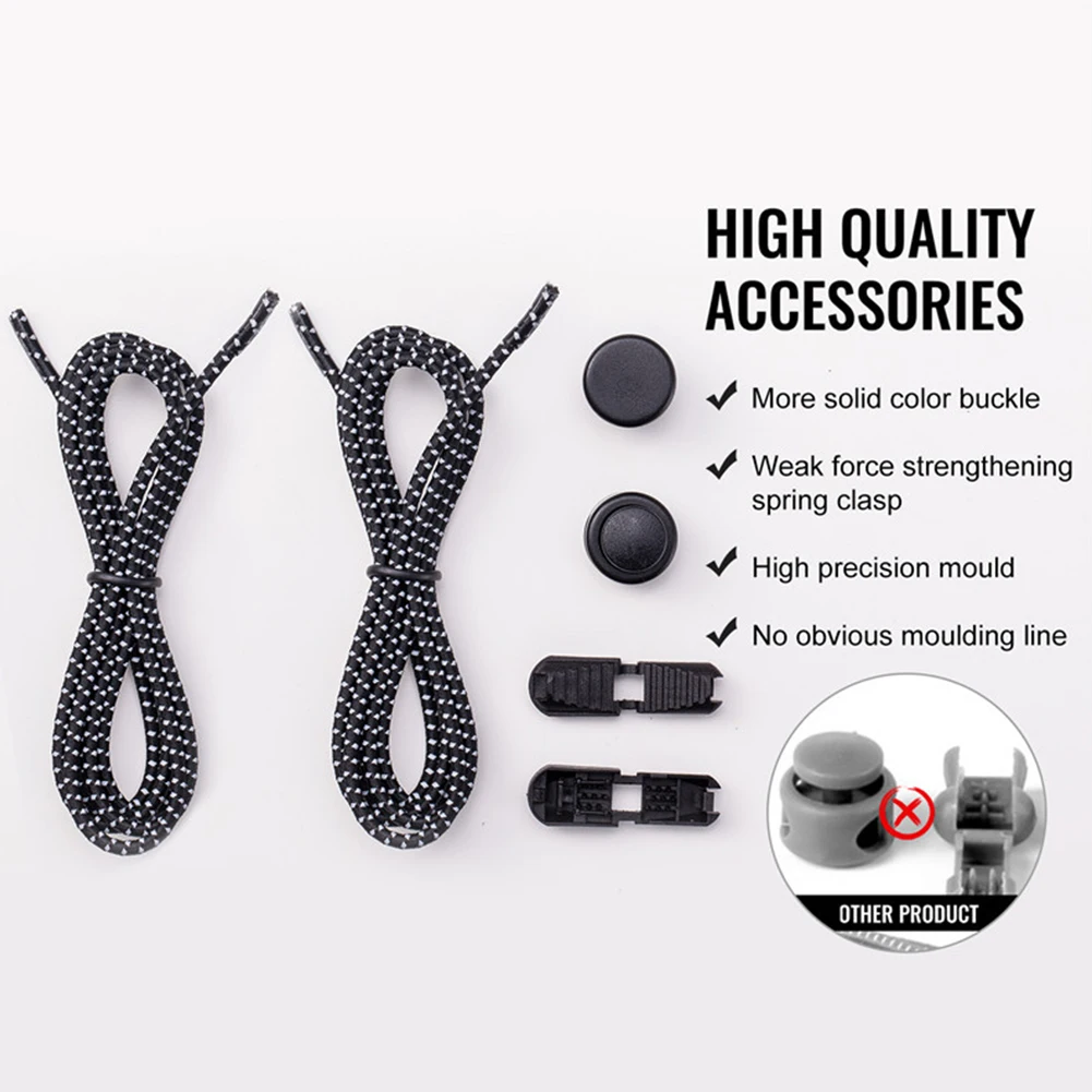 

1 Pair Safety Lazy Fashion Stretching Lock Outdoor Reflective Elastic Sports Shoelace Kids Adults Running No Tie Hiking
