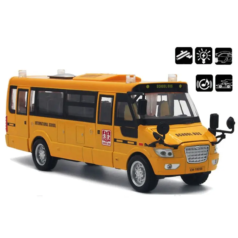 2020 New School Bus Toy Die Cast Vehicles Yellow Large Alloy Pull Back 9'' Play Bus with