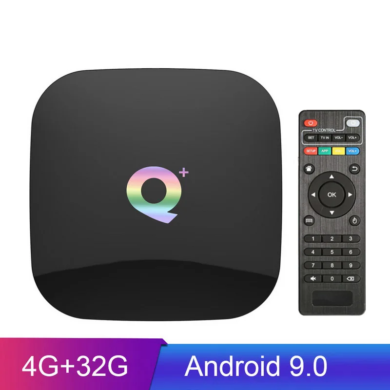 ТВ-приставка Q Plus, 4 ГБ, 64 ГБ, Allwinner H6, 4 Гб, 32 ГБ, 1080 P, H.265, 6 K, HD медиаплеер, 2,4 ГБ, Wifi, беспроводная приставка для ISO Android 9,0 - Цвет: square remote
