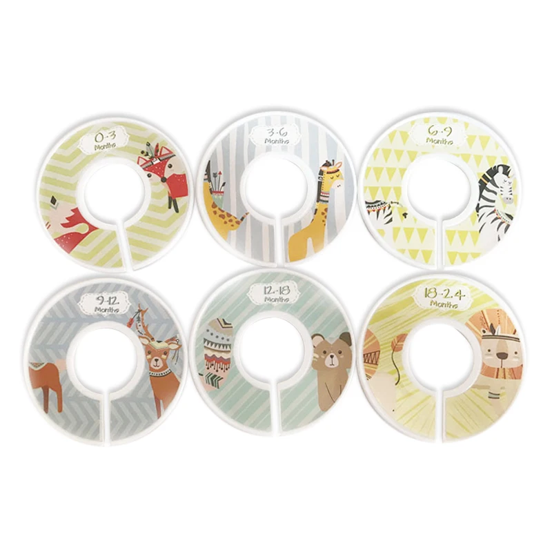 

6/8/12pcs DIY Baby Clothing Size Dividers Plastic Clothe Marking Ring Size Dividers Garment Size Tags Round Hangers Rack
