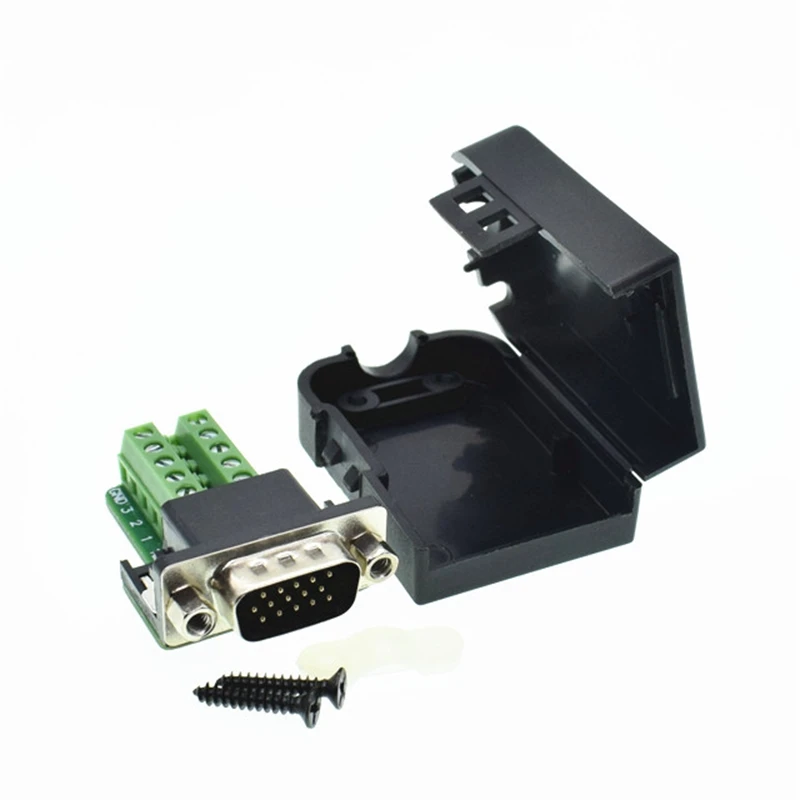 DB15 Мужская гайка адаптер коннектор стандартный разъем VGA с пластиковой крышкой 3 +