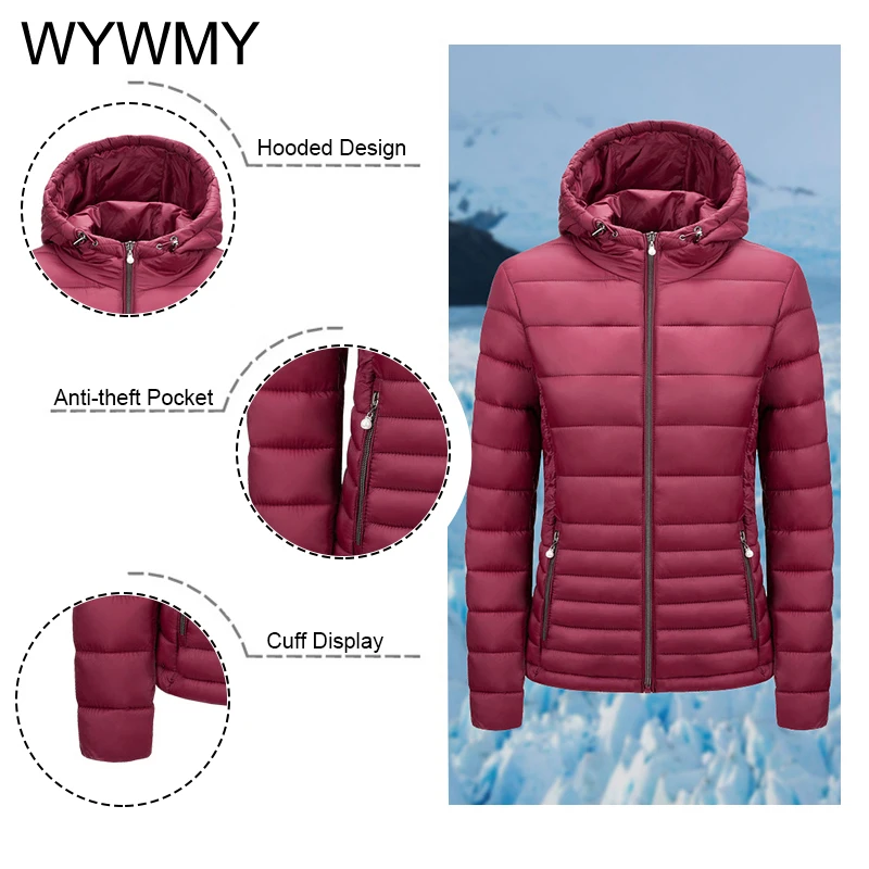 Winter Women Cotton Padded Jacket Slim Short Parka Outdoor Warm Coat Female Winter Clothes Ultralight Coats and Jackets Outwear