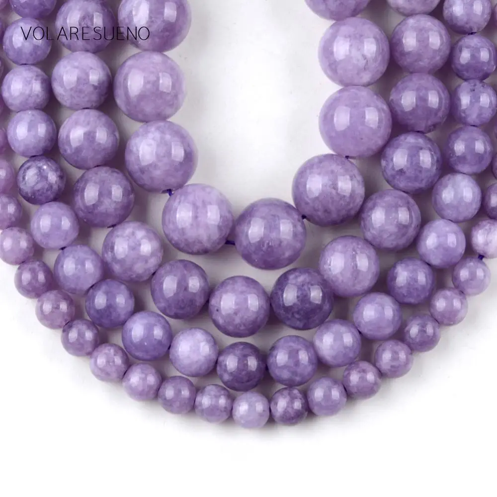 Бусины Из Натурального сиреневого камня для изготовления ювелирных изделий