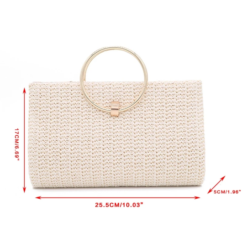 

Womens Evening Clutch Bags Retro Tassel Handbag Ring Handle Handbag Straw Purse Cocktail Wedding Party Prom Bag