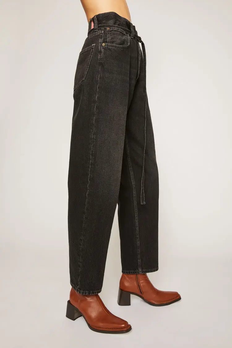 

20 Autumn Winter Classic Brand luxry design Retro Casual High Waist Belt Straight Tube Capris Jeans Ankle-length Pants Women A3