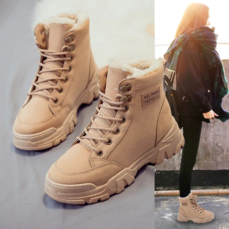 

Women High Help Sneakers 2021 New Winter Ankle Boots Female Outdoor Vulcanized Shoes Girls Chunky Snow Booties Chaussures Femme