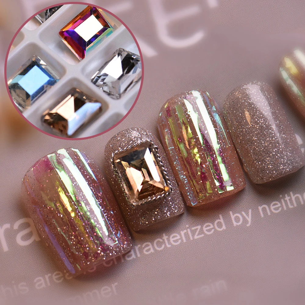 

DIY Nail Art Decoration Rectangular Nail Art Rhinestone Manicure Accessories