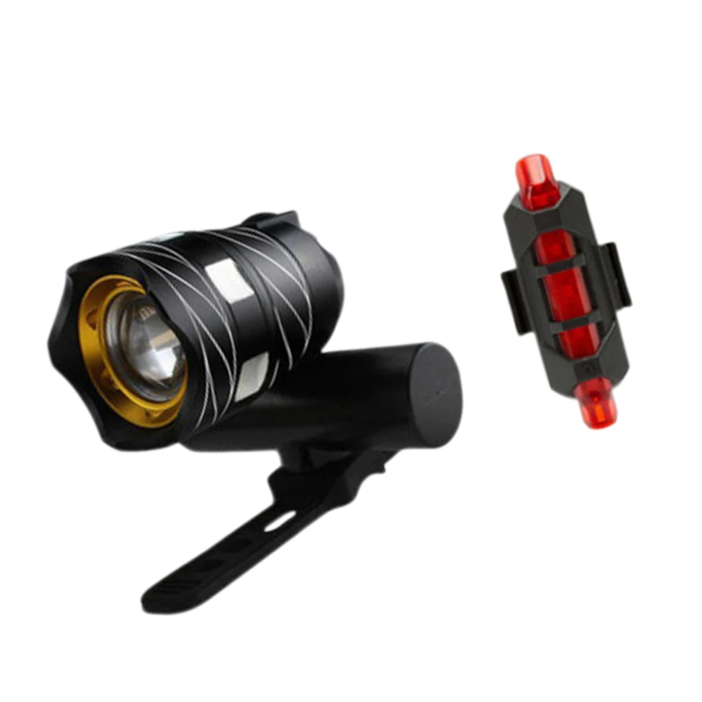 USB Rechargeable LED Mountain Bike Taillight Warning Bicycle Rear Light Night Riding Headlight and 918 Set | Спорт и развлечения