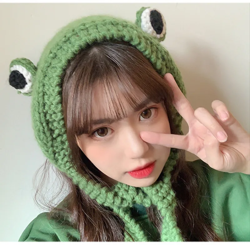 

2020 Cotton Frog Shape Thicken Knitted Hat Winter Warm Hat Skullies Cap Beanie Hat for Men and Women 130