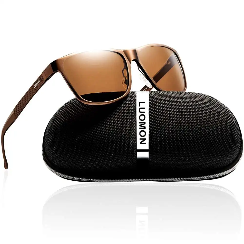 

LUOMON Men's Driving Polarized Sunglasses Al-Mg Metal Frame Ultra Light LM045