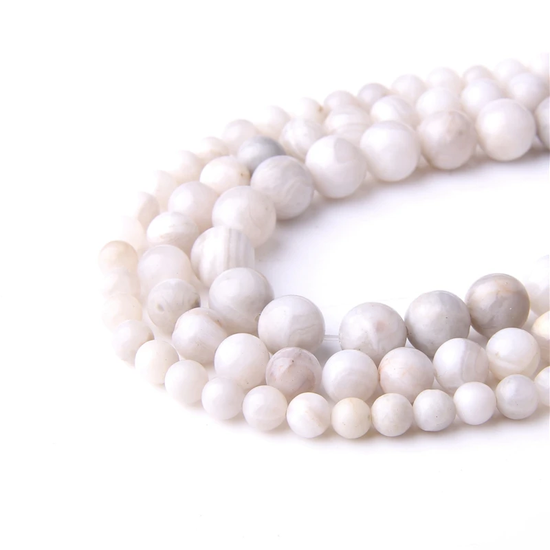 Белые бусины Crazy Agates натуральный камень круглые 4 6 8 10 мм подходят для