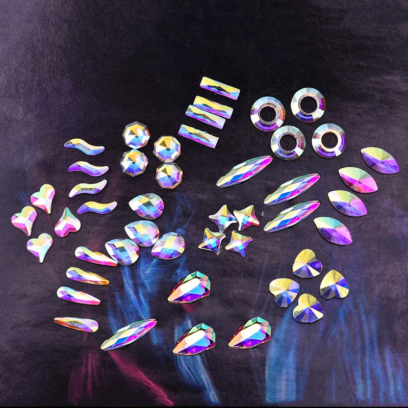 

24style 3D Charm Nail art Decoration Rhinestones Flat-back AB Crystal Strass 20Pcs/Pack Glass AB Stones For 3D Nails Decoration