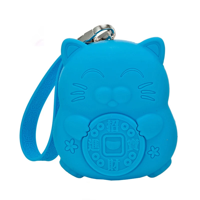 blue Lucky Cat Обувь для девочек силиконовые портмоне изменить кошелек Для женщин Для мужчин ключ кошелек для монет мешок Для детей рождественские подарки сумка для хранения - Цвет: blue