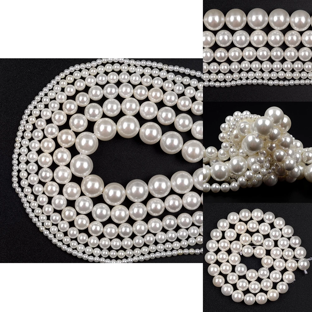 

Натуральные гальванизированные белые бусины в виде ракушек, Круглые Гладкие бусины, бриллиантовое ожерелье, браслет «сделай сам» 2 3 4 6 8 10 12 ...