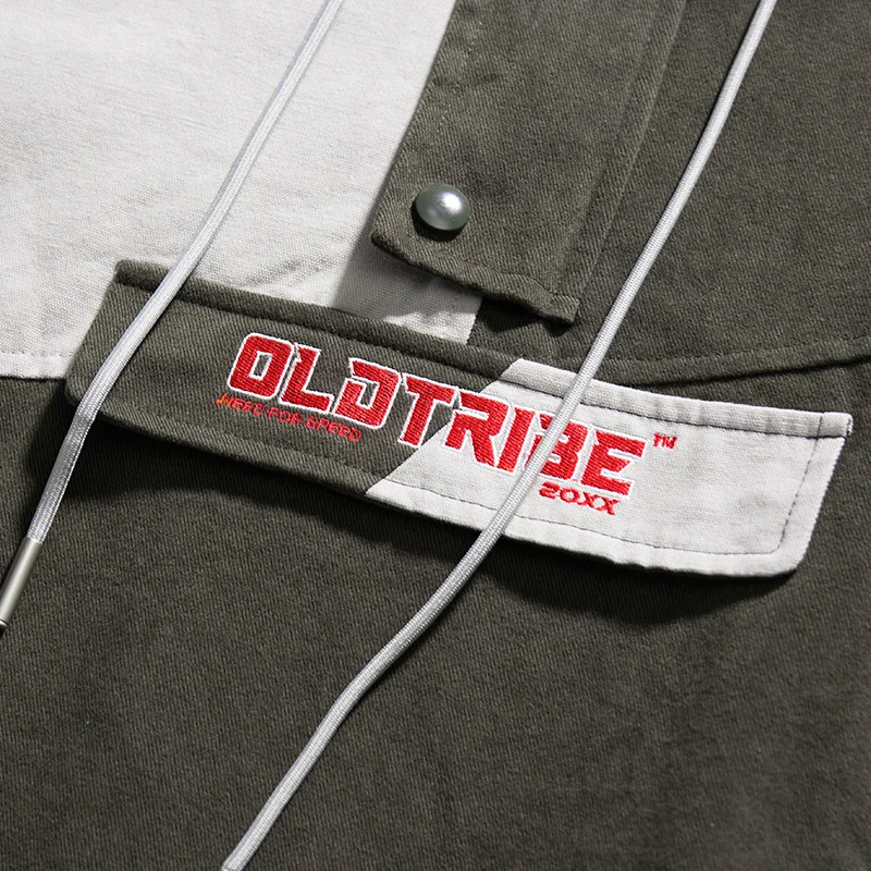 

Aolamegs Fashion Hooded Jackets Men Patchwork Hit Color High Street Hip Hop Streetwear Loose Jacket Couple Casual Hoodies Coats