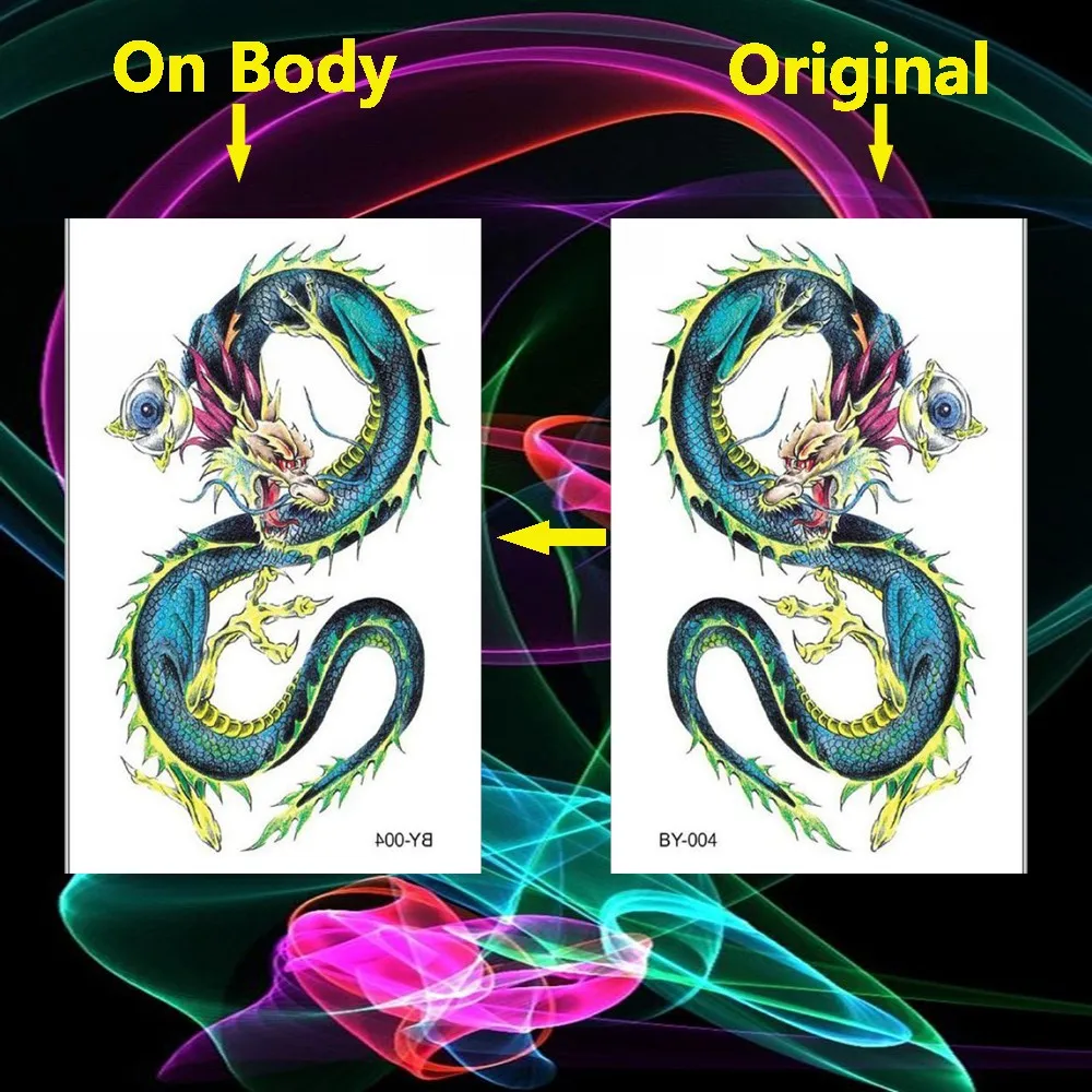 Водонепроницаемые временные тату-наклейки с изображением дракона поддельные