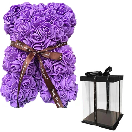 25cm with box 25 см День Святого Валентина Искусственный Красный мишка Роза цветок подарочная коробка для женщин плюшевый медведь кролик подарок - Цвет: 25cm with box