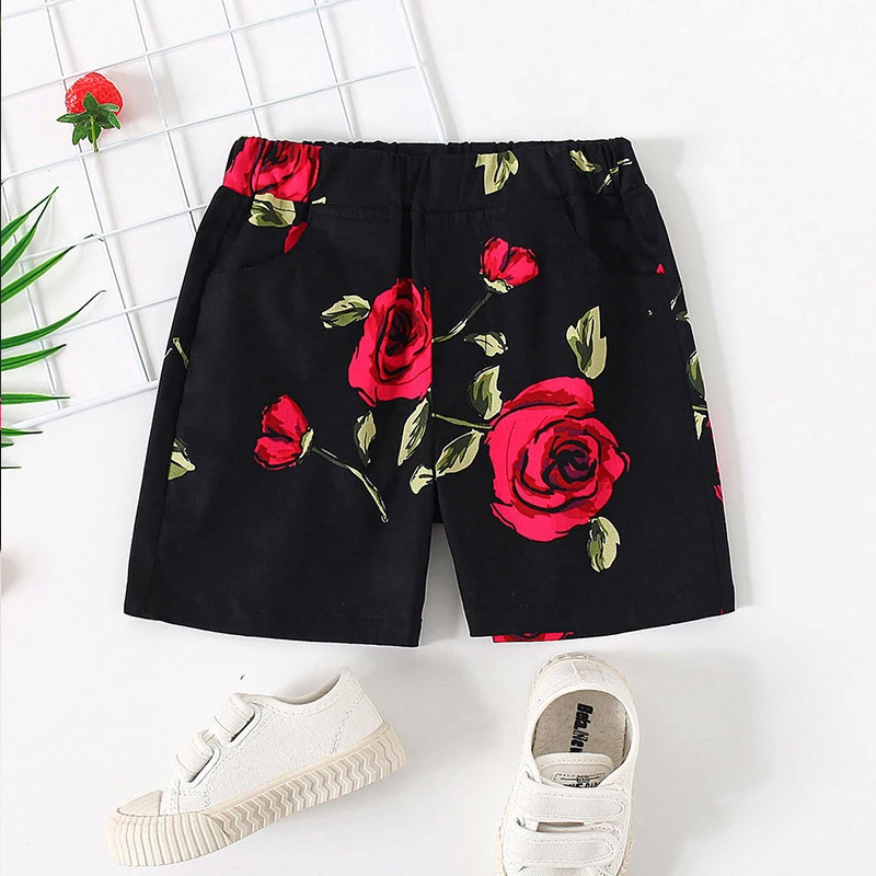 

2021 Summer Boys Shorts Casual Rose Baby Shorts For Children Toddler Clothing Fashion Boy Short Pants 2-6Years Kids