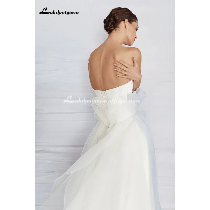 Женское свадебное платье с открытой спиной белое ТРАПЕЦИЕВИДНОЕ ПЛАТЬЕ большого