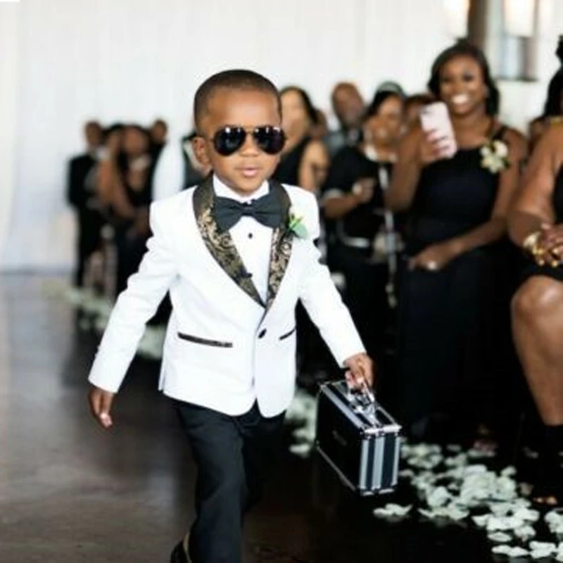 Заказной белый костюм куртка обручальное кольцо для Мальчиков Облегающий