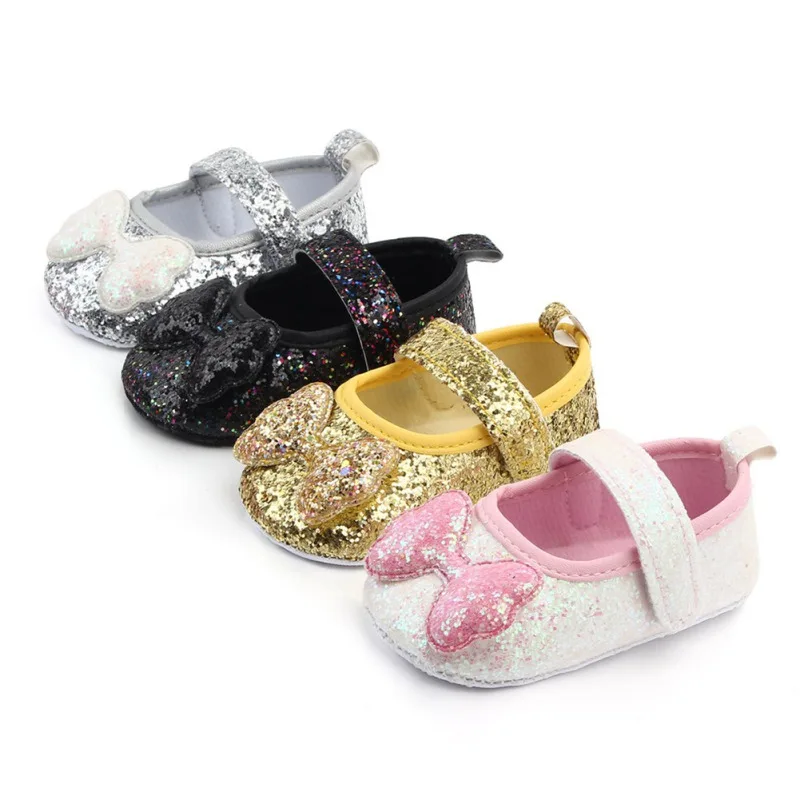 

Baby Girls Princess Shoes Toddler Crib Baby Kids First Walkers Big Bow Soft Soled Anti-Slip Shoes